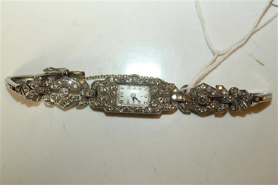 Platinum & diamond dress watch